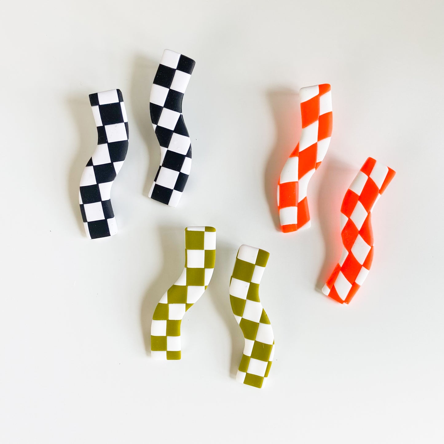 Wavy Checkerboard Earrings